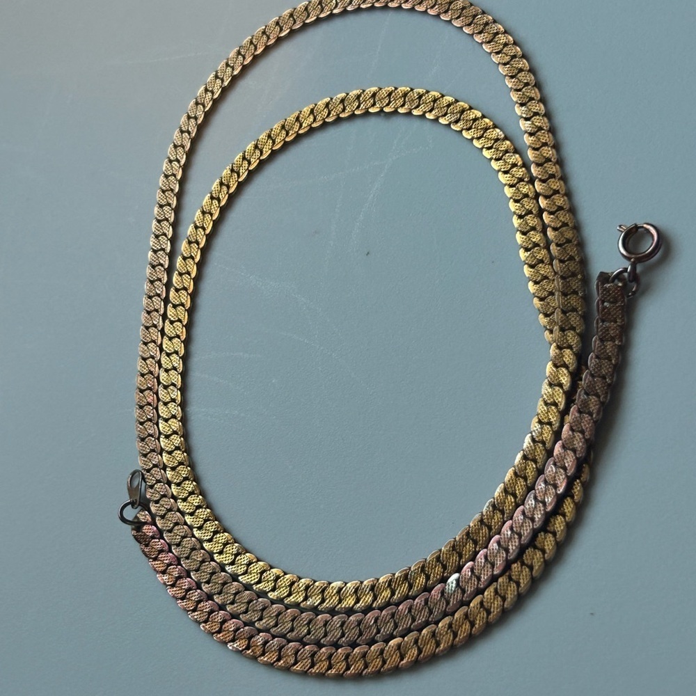 Gold Tone Vintage Chain Necklace Ross Long Gold Necklace - Picture 3 of 15
